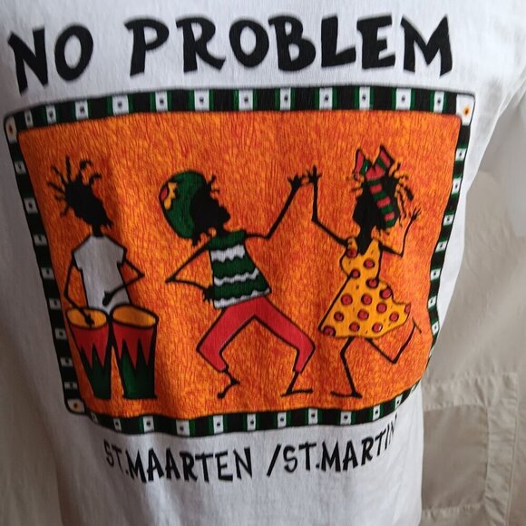 Vintage Mens T-shirt XL 1990s No Problem St Maarten Graphic Tourist Souvenir XL - Picture 2 of 4